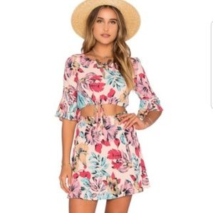 For Love and Lemons floral mini skirt